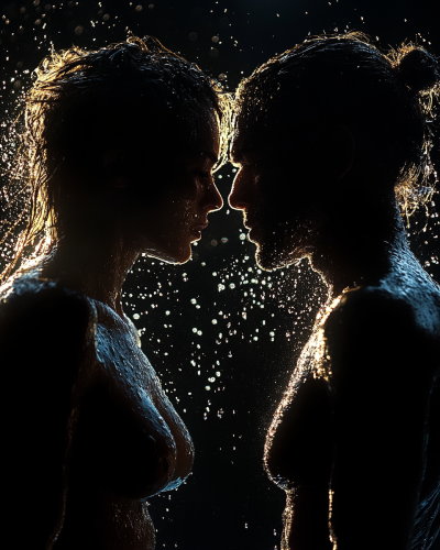Two fighters throwing punches in intense close-up.