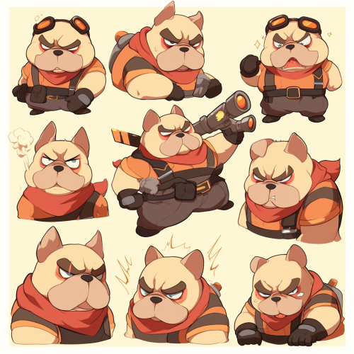 Various Bulldog drawings show feelings and actions Various Bulldog drawings show feelings and actions