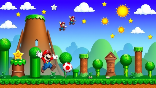 Various Super Mario backgrounds for PowerPoint presentation