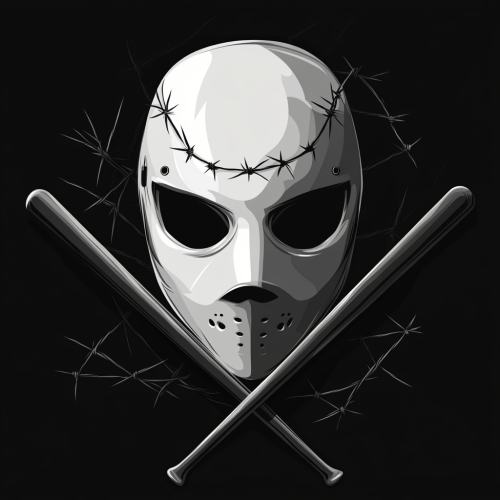 Vector storm mask with baseball bats and barbed wire.