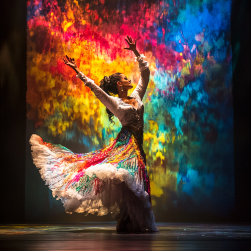 Vibrant Flamenco Dancer in Passionate Pose
