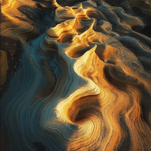 View of desert rocks at sunset