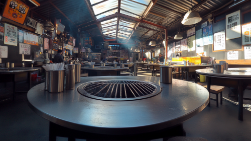 Vintage Korean BBQ Spot in Bright White Light