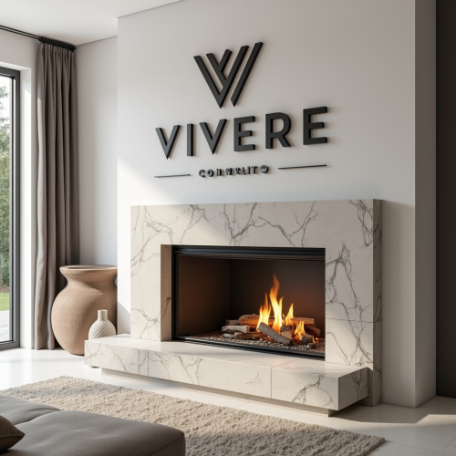Vivere Concreto's Modern Fireplace Company Logo