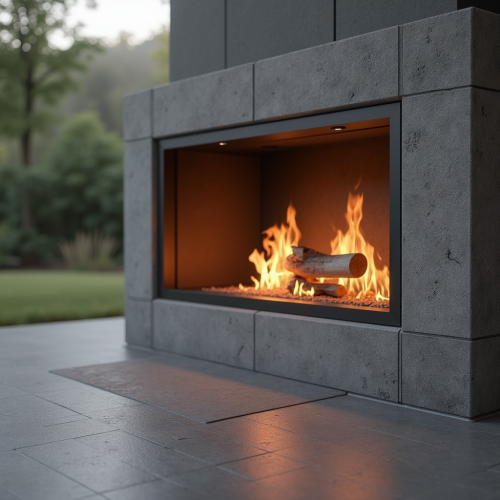Vivere Concreto's Ultra Modern Outdoor Fireplace Logo