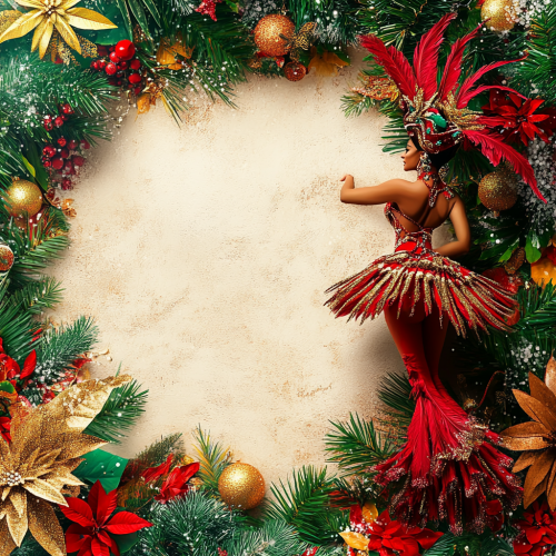 Vivid Christmas Samba Dancer Invitation Background