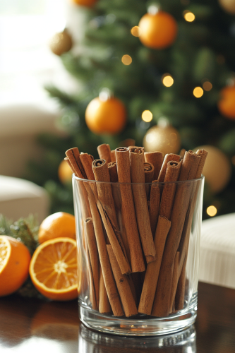 Warm Christmas Lounge with Cinnamon and Spice Decor