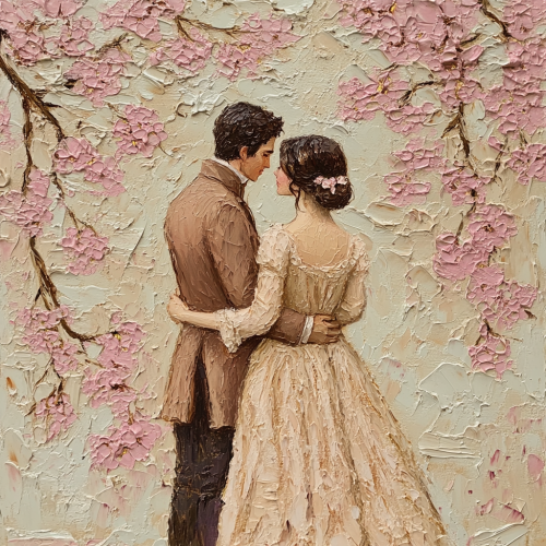 Warm Romantic Painting of Darcy and Elizabeth Bennet