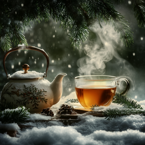 Warmth in Winter: Black Tea and Snow
