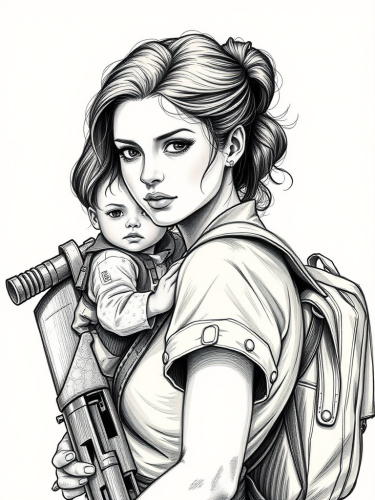 Warrior Woman with Pip Boy and Rifle