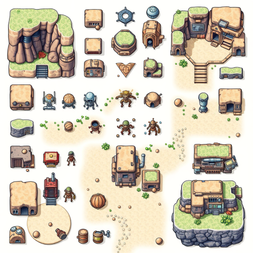 Watercolor Sci-fi Tileset for RPG Maker Game