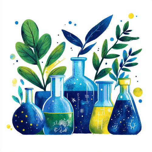 Whimsical Science Lab on White Background