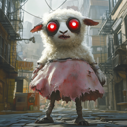 Zombie sheep in post-apocalyptic city