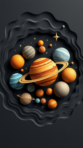 Whimsically Hand-Drawn, Colorful Solar System Illustration
