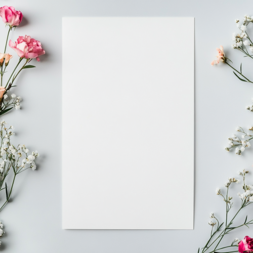 White A3 Paper with Floral Decoration, High-Res Stock Photo White A3 Paper with Floral Decoration, High-Res Stock Photo