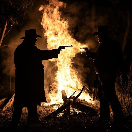 Wild West Outlaws Duel in Dark Forest