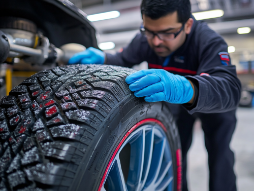 Winter Tire Installation in Modern Garage: Professional and Safe