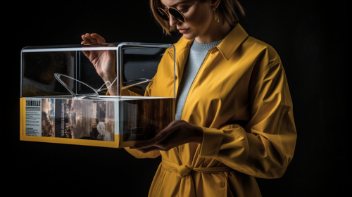 Woman in Yellow Lab Coat Holding Open Box