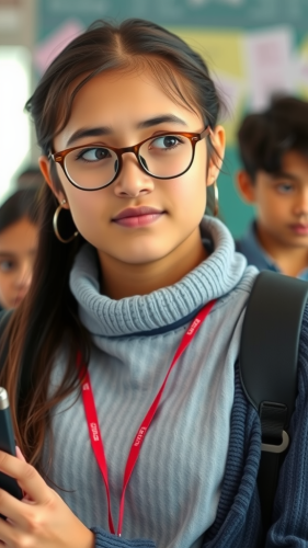 Worried student thinking about school work.