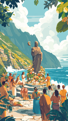 Worshiping the Earth Mother and Sea God ceremony.