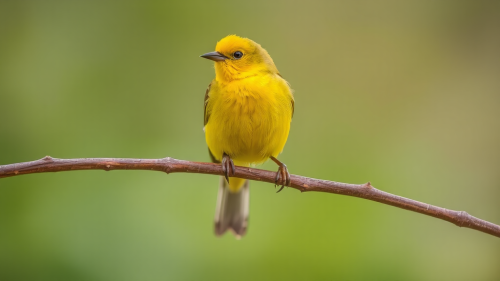 Yellow Bird Perched on Branch