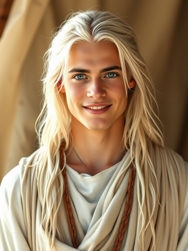 Young, Blissful Man with Ethereal Features and Attire