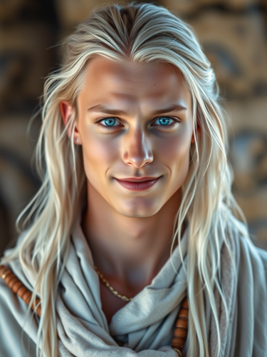 Young, Wise Man with Ethereal Aura and Tribal Attire