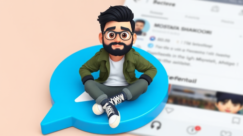 Young Animated Character on Blue Messaging App Icon
