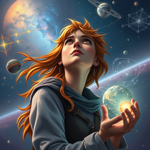 Young Astromancer: Gazing at Cosmic Map under Stars