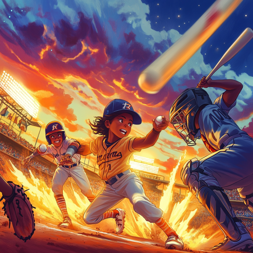 Young Baseball Players in Thrilling Game Action