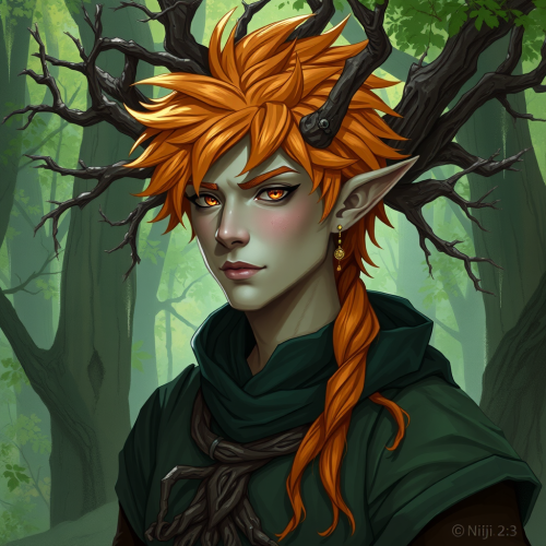Young Eladrin with Oak Skin in a Forest