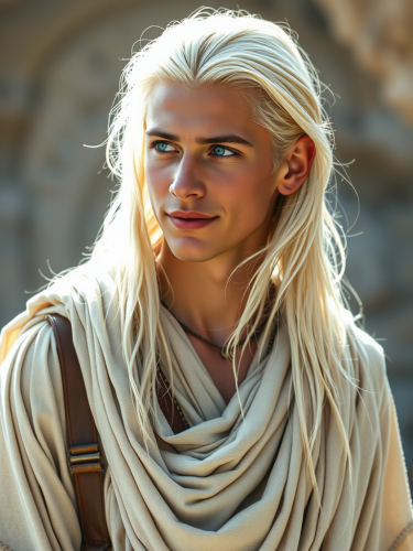 Young Man with Ethereal Beauty Looking Away