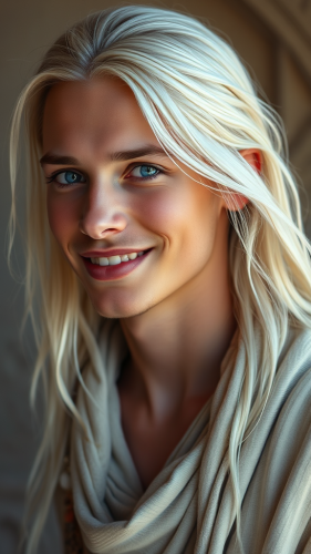 Young Man with Piercing Blue Eyes and Tribal Feel