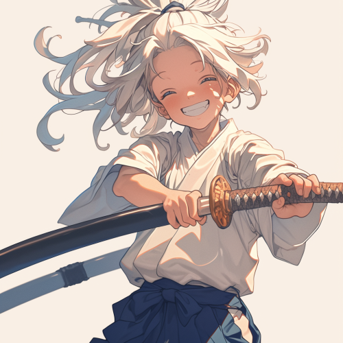 Young Samurai Nezu Kojiro Portrait with Katana Samurai Outfit