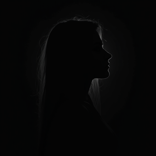 Young Woman's Profile Silhouette in Dramatic Lighting