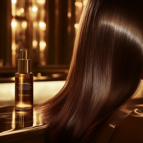 Young girl's well-groomed hair in elegant salon. Premium setting.