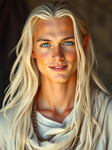 Youthful, Happy Man with Tribal, Peaceful Aura