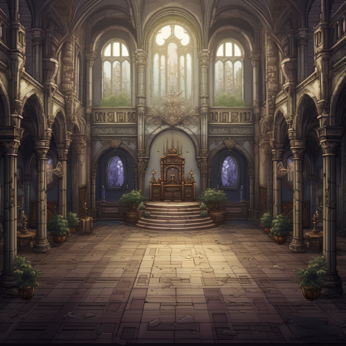 Abandoned Cathedral Interior Pixel Art