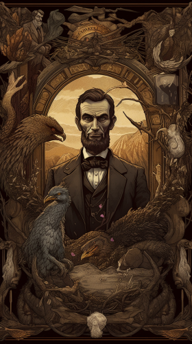 Abraham Lincoln in dark fantasy dungeon dragons style