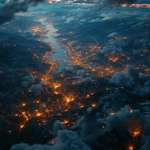 Stunning aerial view of Abrii city lights