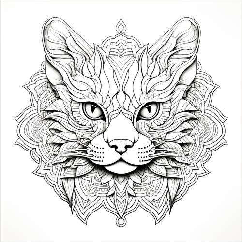 Colorful abstract cat mandala art
