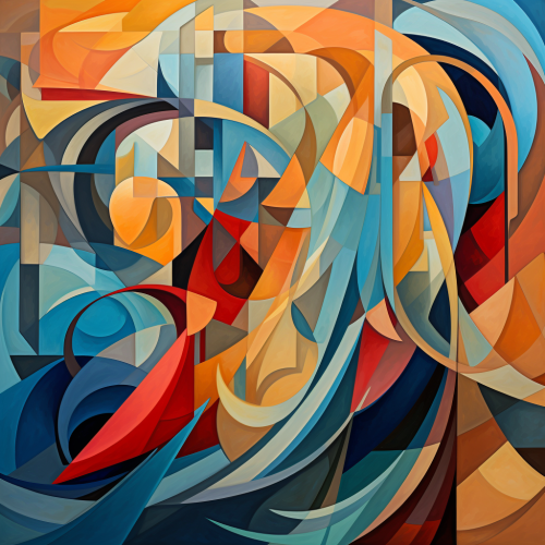 Abstract cubism painting with dungeons and dragons mage