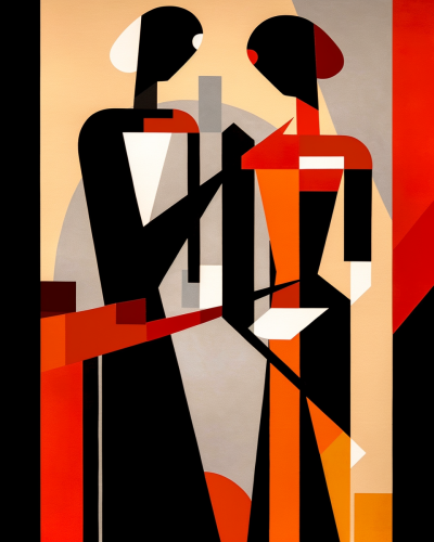 Vector Abstract Cubist Artwork of a Couple