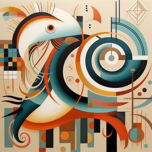Abstract geometric animals in colorful patterns