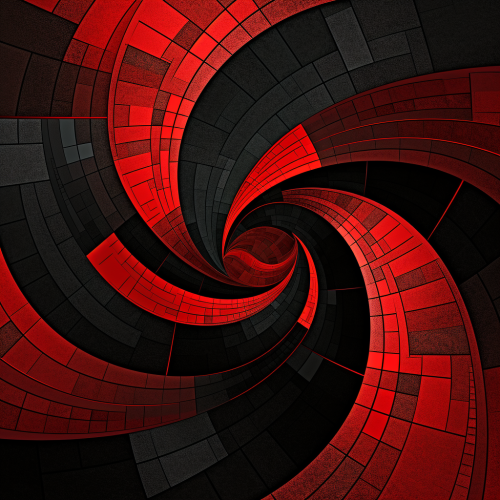 Abstract geometric artwork in black and red