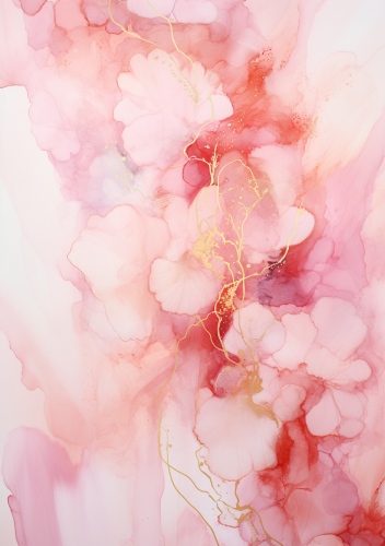 Abstract gold painting with pink marbles Abstract gold painting with pink marbles
