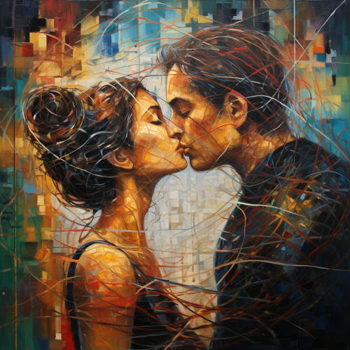 Abstract kiss farewell memory art