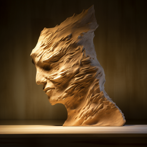 Abstract sculpture with clay texture by Medardo Rosso