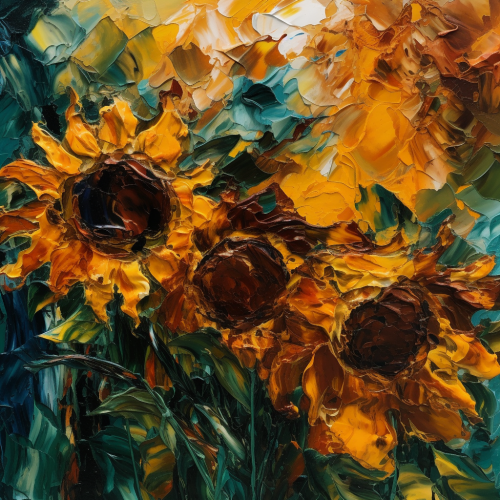 Colorful abstract sunflower artwork with alcohol ink.