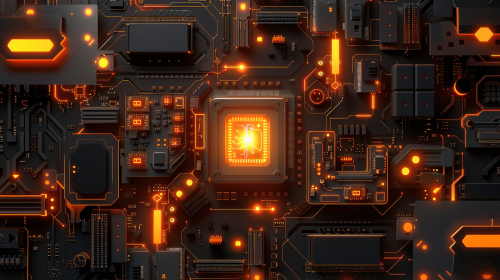Abstract tech hardware orange lights